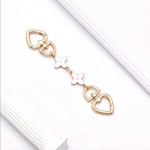 High-End Monogram Flower Purse Charm or Strap Extension w/Heart Clasps - Solid